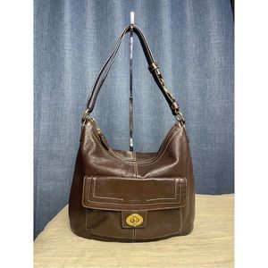 Coach Hamilton Brown Soft Pebbled Leather Hobo Shoulder Bag